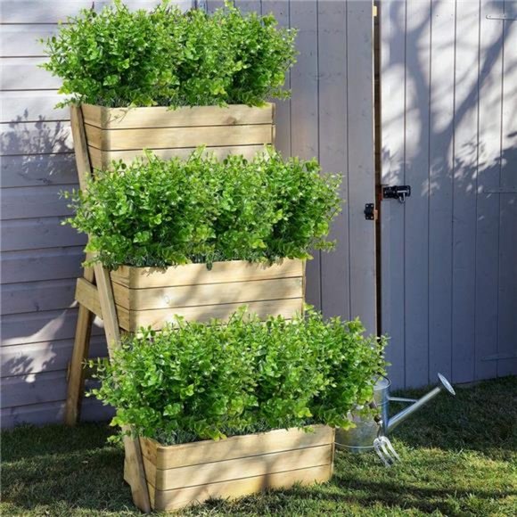 8 Pack Outdoor Artificial Boxwood UV Resistant Fake Stems Plants Indoor Outdoor - Picture 4 of 7